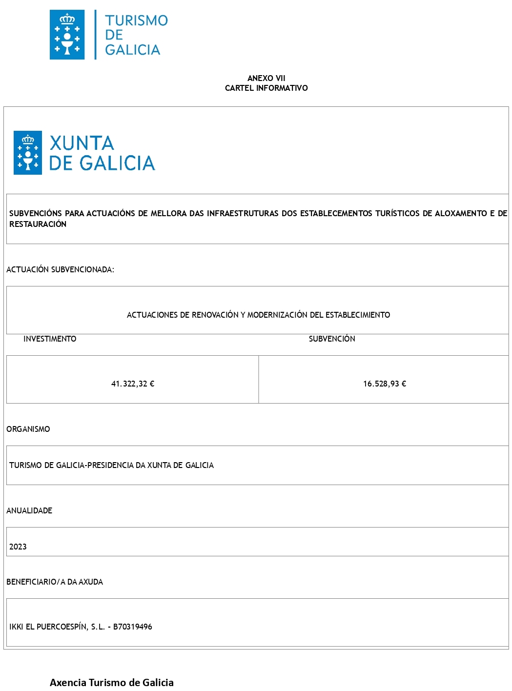 25 de Julio Subvenciones Xunta de Galicia